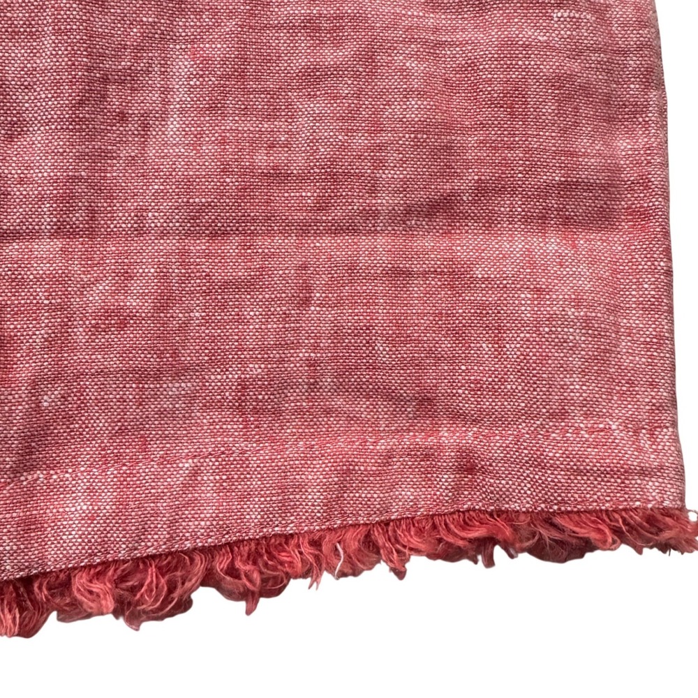 Garnet Hill 100% Linen Sleeveless Shift Dress Size 8 Pink Fringed Hem Minimalist - Picture 8 of 9